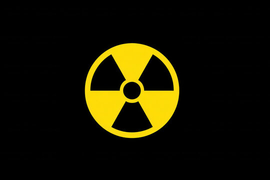 Minimalist Radioactive Warning - A bright yellow trefoil radiation symbol is centered perfectly on a solid pitch-black background, delivering a stark and highly visible cautionary graphic message