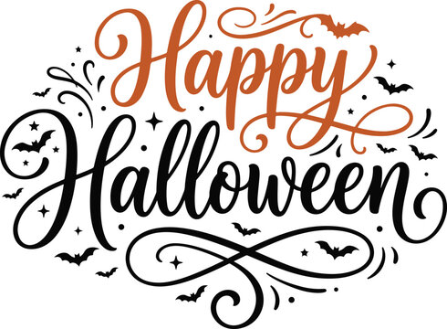 Happy Halloween elegant script calligraphy lettering