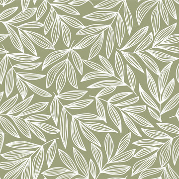 Floral organic shape with seamless background. Simple abstract hand made floral pattern. Modern printing in grey and white. Ideal for textile design, wallpaper, cards, posters and decoration.