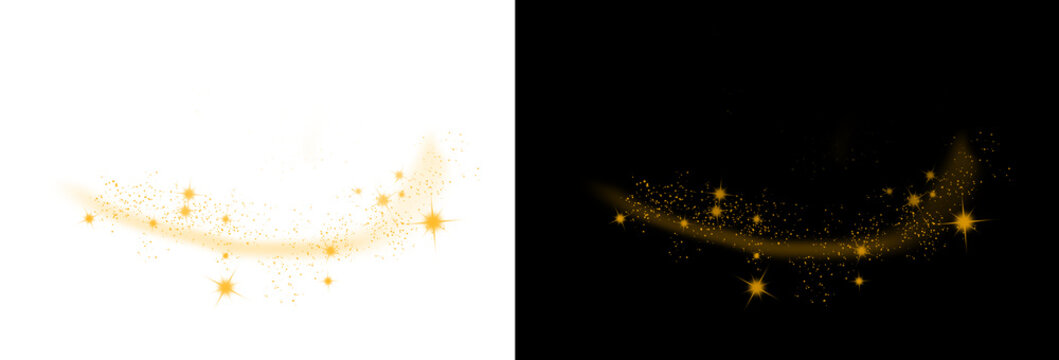 Dynamic glowing gold lines and radiant stardust sparkle effect png