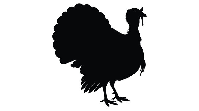 Turkey Silhouette Against A White Background Black And White Silhouette