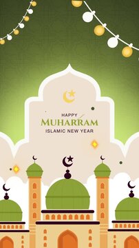 Motion Graphic of Flat background for islamic new year celebration
