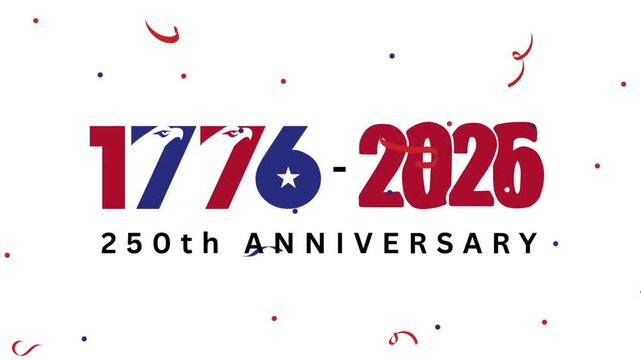 1776-2026 USA 250th Anniversary Celebration GIF Animation, 250 Years of freedom Patriotic Promotional Motion Graphic for Event Design, USA 4th July 1776 animated video, USA 250 years animation video