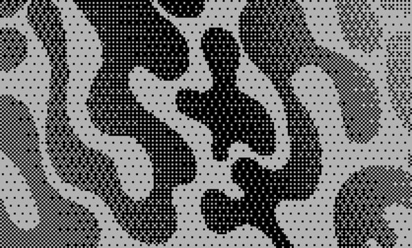 Abstract grunge bitmap background. Vector pixel art texture in y2k aesthetic. Liquid wavy organic shapes