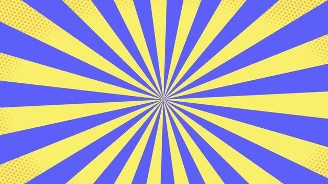Pop art background with polka dots and shapes. pop art style animation with radial Polka dot pattern moving on round
