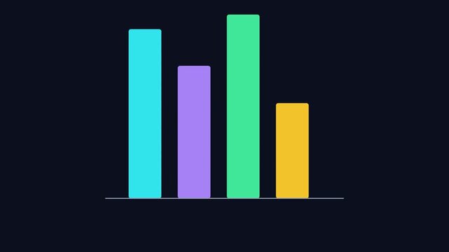 Animated bar chart growth graph with colorful dynamic bars for business data analysis and financial reporting presentation