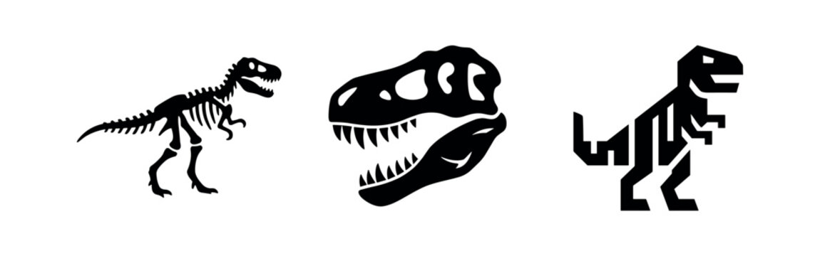 Dinosaur skeleton and T-Rex head icons.
