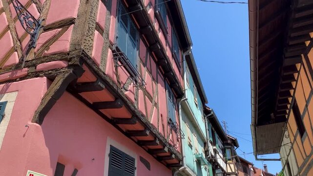 Colorful Old Town Eguisheim France Historic Street View in Alsace