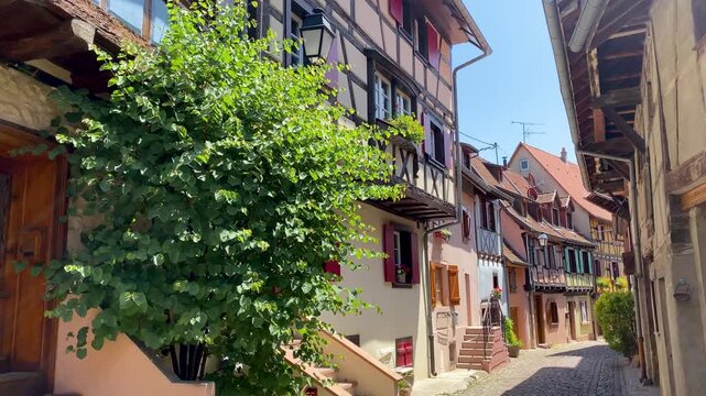 Walking Through Eguisheim France Historic Timbered Houses and Alleyways
