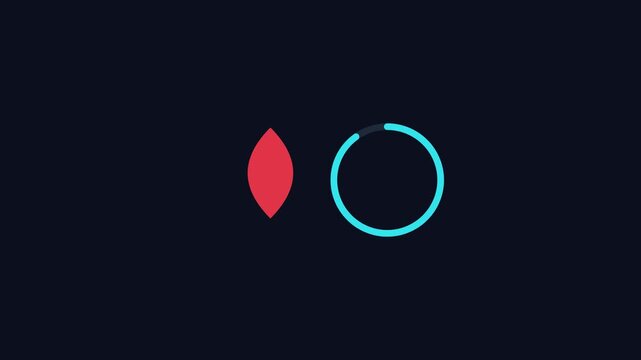 Minimalist loading spinner animation with pulsing shape on dark background, progress indicator