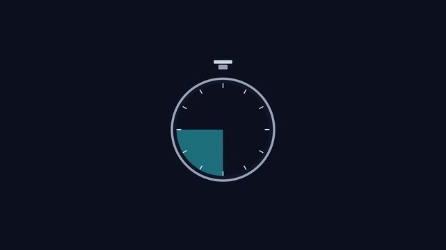 Minimalist stopwatch timer animation, flat countdown clock for business and productivity projects time management