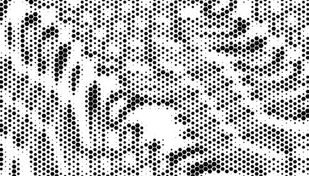 Black and white abstract geometric pattern with smooth halftone effect. Hexagon shape for sporty background and jersey design element. Vector Format Illustration. EPS10 