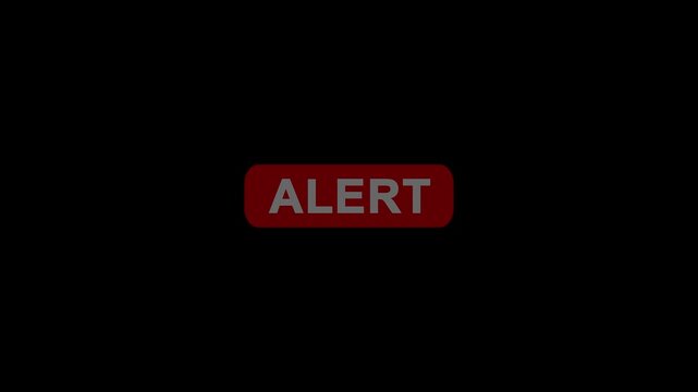  Alert notification warning sign with red background and white text on black background loop animation for security warning error notification interface background motion graphics