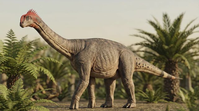 Astrodon (Astrodon johnstoni), Early Cretaceous, accurate scientific representation, massive sauropod dinosaur, long neck and tail