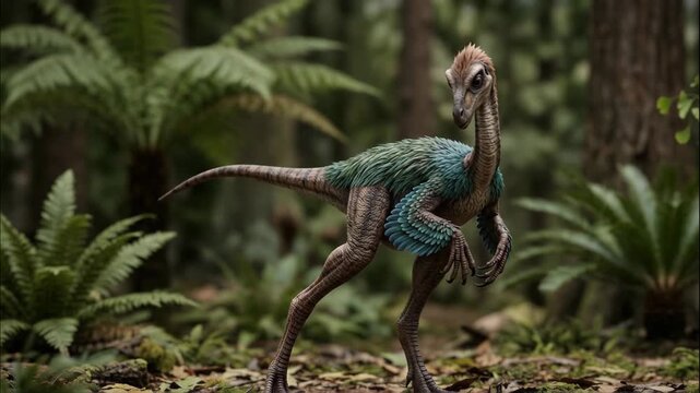 Avimimus (Avimimus portentosus), Late Cretaceous, accurate scientific representation, bird-like feathered oviraptorosaurian dinosaur
