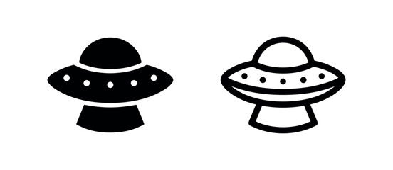 UFO Flying Saucer Icon Set with Filled and Outline Styles © liubomir118809