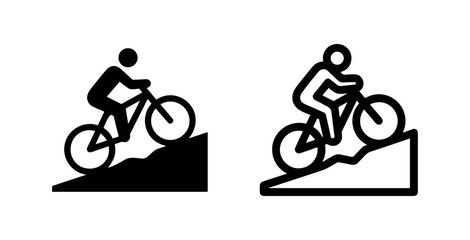 Fototapeta premium Cyclist Riding Uphill Icon - Mountain Biking and Outdoor Sports Symbol