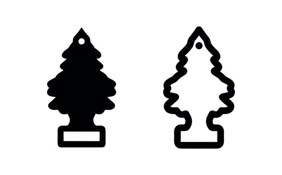 Pine tree car air freshener icon, symbolizing freshness and automotive fragrance