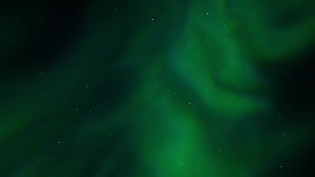 Green Aurora Borealis Curtain Across a Dark Night Sky