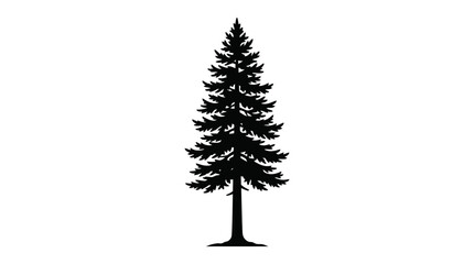 Pine tree silhouette against a white background simple graphic design © Creator Rima Akter