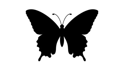 Black Silhouette Of A Butterfly On A White Background © Creator Rima Akter