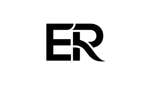 Interlocking Er Letterform Silhouette On White Background
