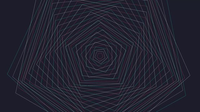 Abstract geometric pentagonal tunnel animation, pulsing neon line background, motion