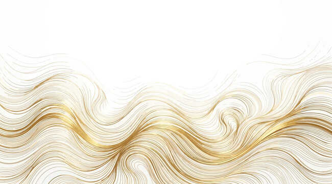 Abstract golden flowing lines and wave pattern