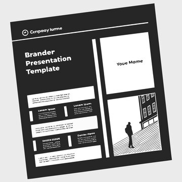 Minimalist brander presentation layout template with modern typography and architectural illustration, template
