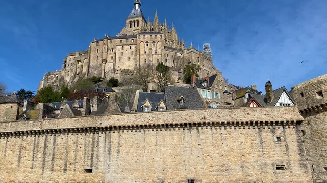 Mont Saint Michel Distant Exterior View Across the Bay in Normandy France