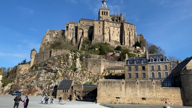Mont Saint Michel Distant Exterior View Across the Bay in Normandy France