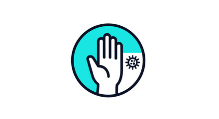 Fototapeta premium Prevention From Microbes Illustrated: Hand Symbol Blocking the Spread of Germs and Infections