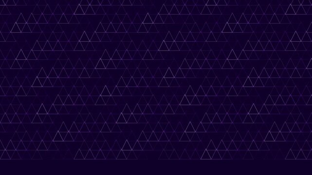 Abstract geometric triangle pattern background, seamless digital motion in deep purple and violet tones for modern tech presentations