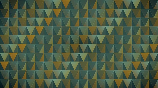 Abstract geometric triangle pattern motion background, in teal and, gold tones
