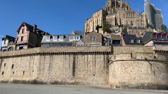 Mont Saint Michel Distant Exterior View Across the Bay in Normandy France