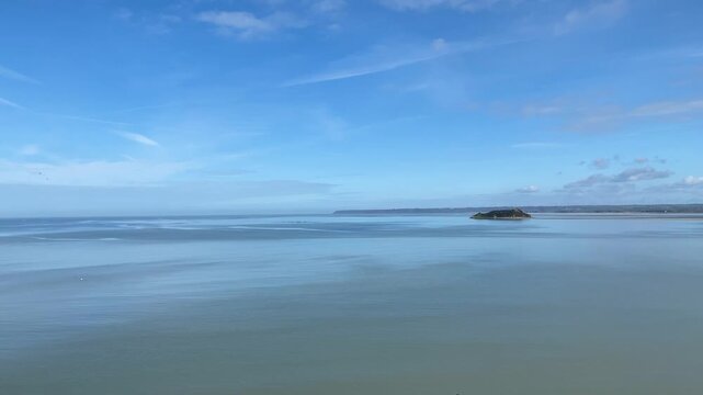 Mont Saint Michel Bay Scenic Coastal Landscape in Normandy France