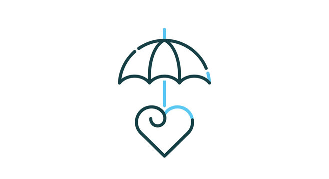 Protecting Love Beneath A Shelter: Vector Illustration Of Heart Under Umbrella Design
