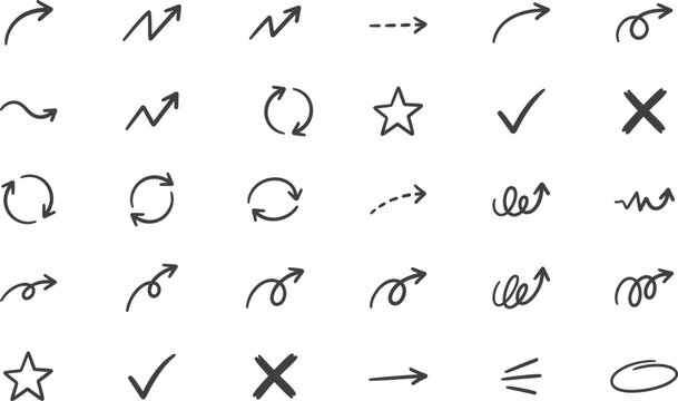 Assorted vector icons including arrows circles stars
