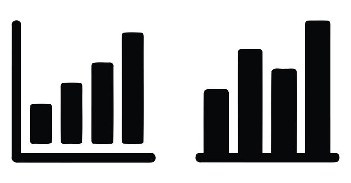 Bar graph icons with varying heights on a white background simplified design chart diagram