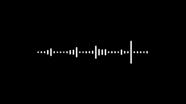 Dramatic rhythm audio spectrum sound waves on black background, minimalist sound frequency equalizer with alpha channel, white line audio wave visualization, motion graphics overlay, 4k video