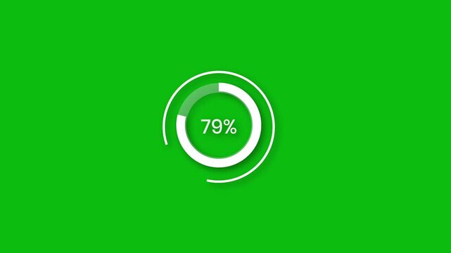 Green Screen Pie Chart Progress 79 Percent Loading Animation UI Element	