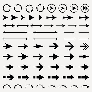 Diverse black arrow icons collection vector elements