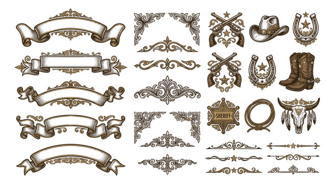 classic banner of western element