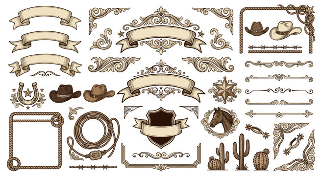 western themed banner elements