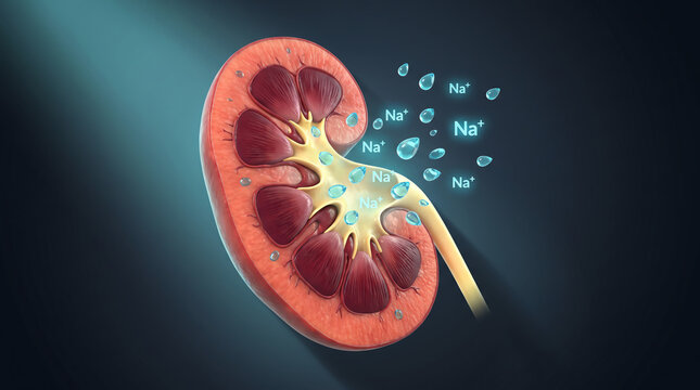 Human Kidney Cross Section Diuretic Effect Medical Anatomy 3D Render