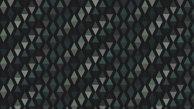 Dark geometric diamond pattern background, abstract seamless motion loop with teal and grey tones for modern digital