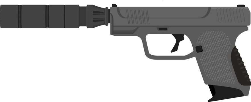 Gray colored hand Gun with Silencer