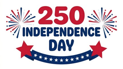 Obraz premium 250 independence day celebration graphic with fireworks and stars isolated on white background