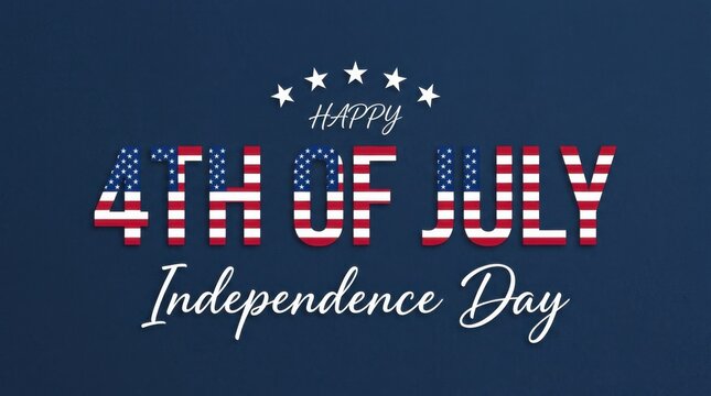 Happy 4th of july independence day greeting card design with american flag pattern text