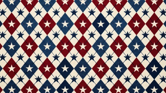 Patriotic argyle pattern with stars